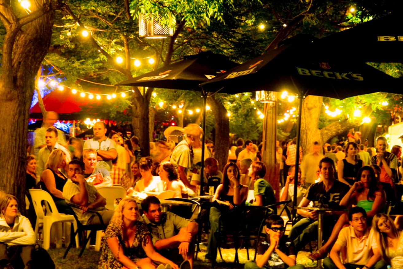 A crowd at the Garden of Unearthly Delights during the 2014 Adelaide Fringe Festival.