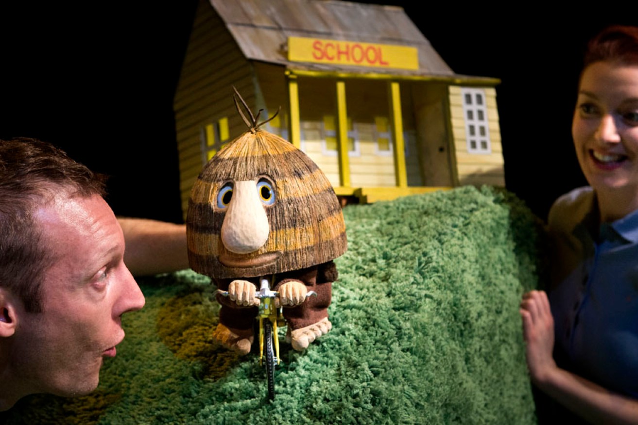 Nathan O'Keefe and Ellen Steele in 'Grug and the Rainbow'. Photo Shane Reid