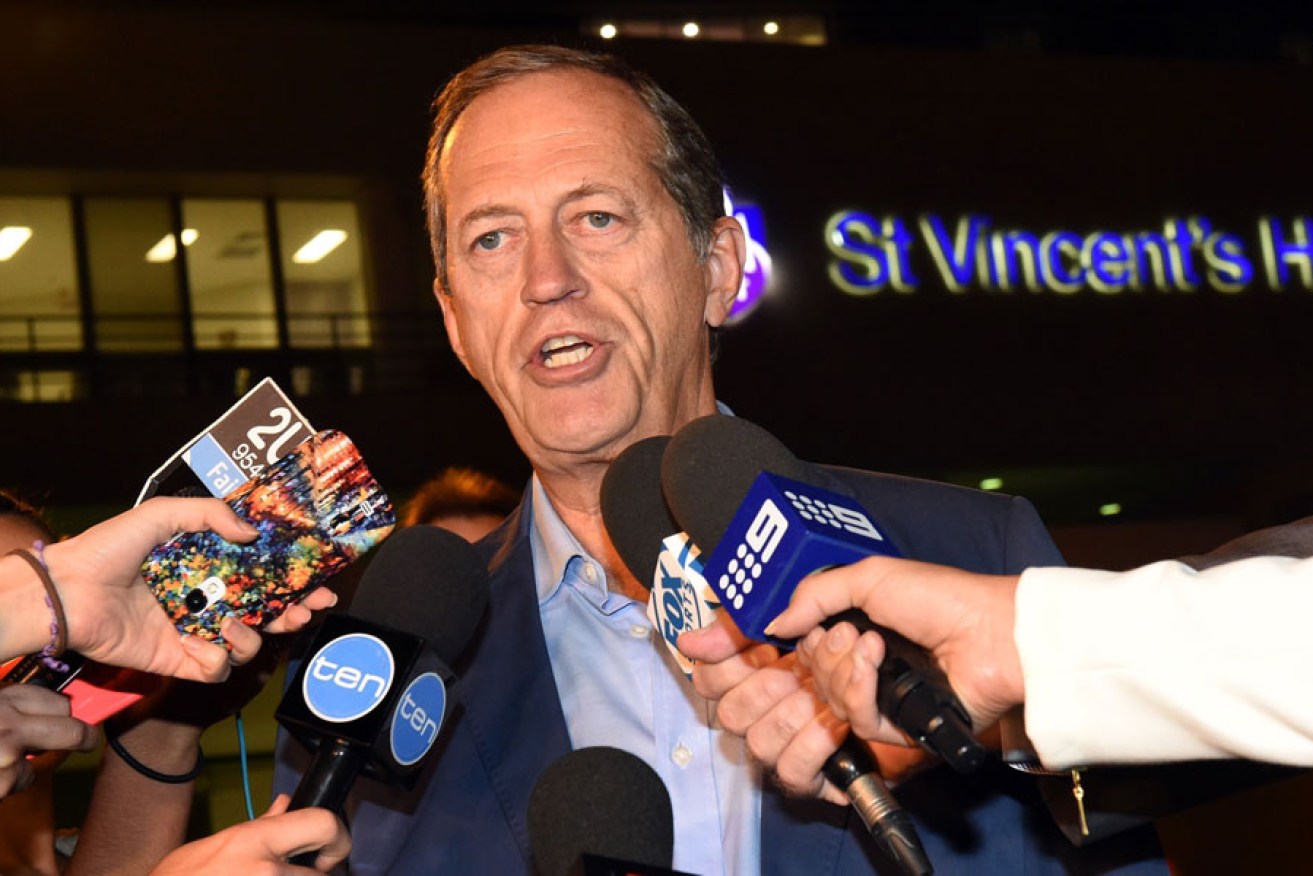 Cricket Australia team doctor Peter Brukner briefs the media outside Sydney's St Vincent's Hospital last night.