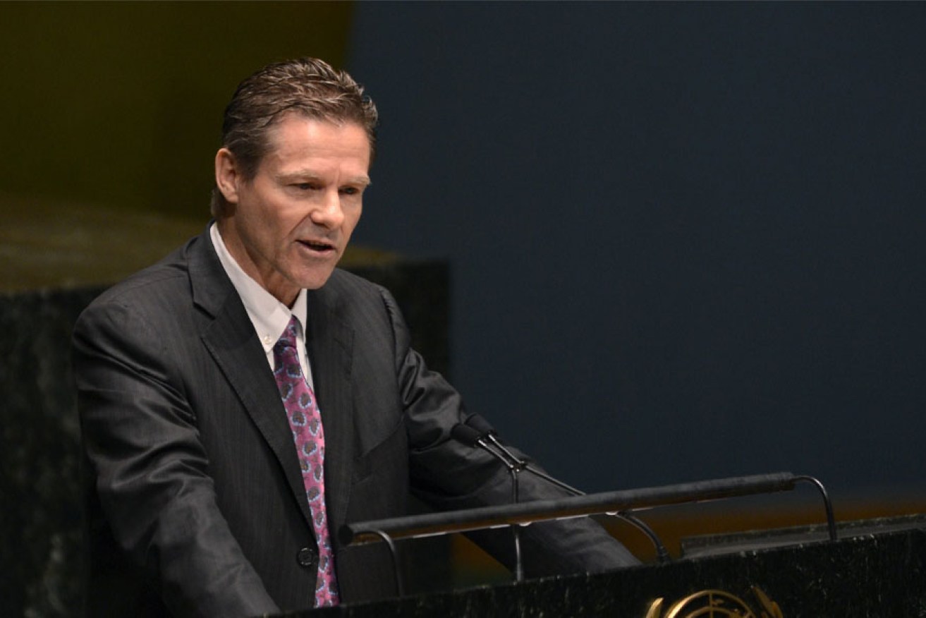 Peter Woolcott speaking to the UN General Assembly in 2013.