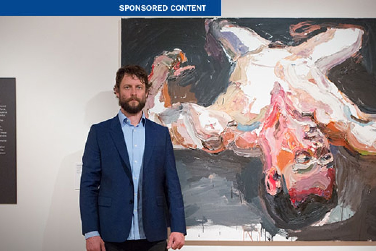 Artist Ben Quilty with Trooper M, After Afghanistan, painted in Robertson, New South Wales, 2012, oil on linen, 140 x 190 cm, collection of the artist OL00628
