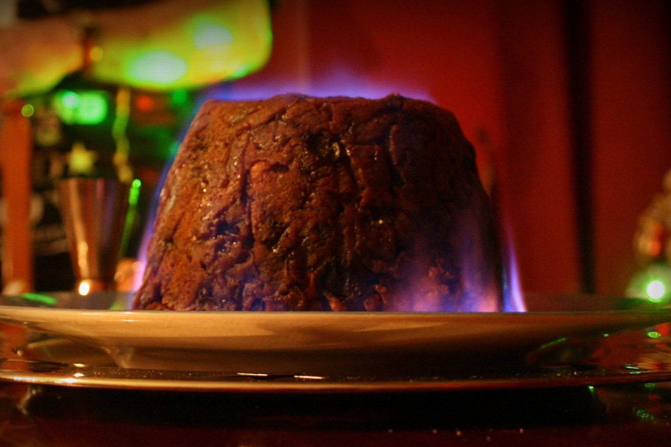 The flaming pudding requires a splash of alcohol. 