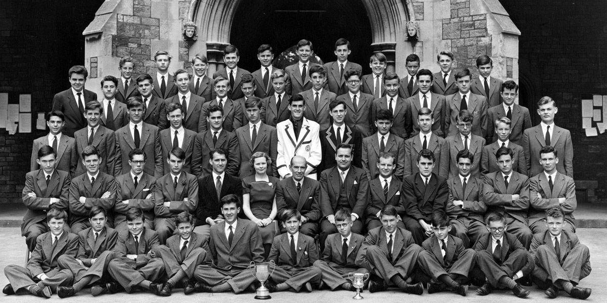 A Clifton College photo with Cleese (centre) in his First XI blazer.