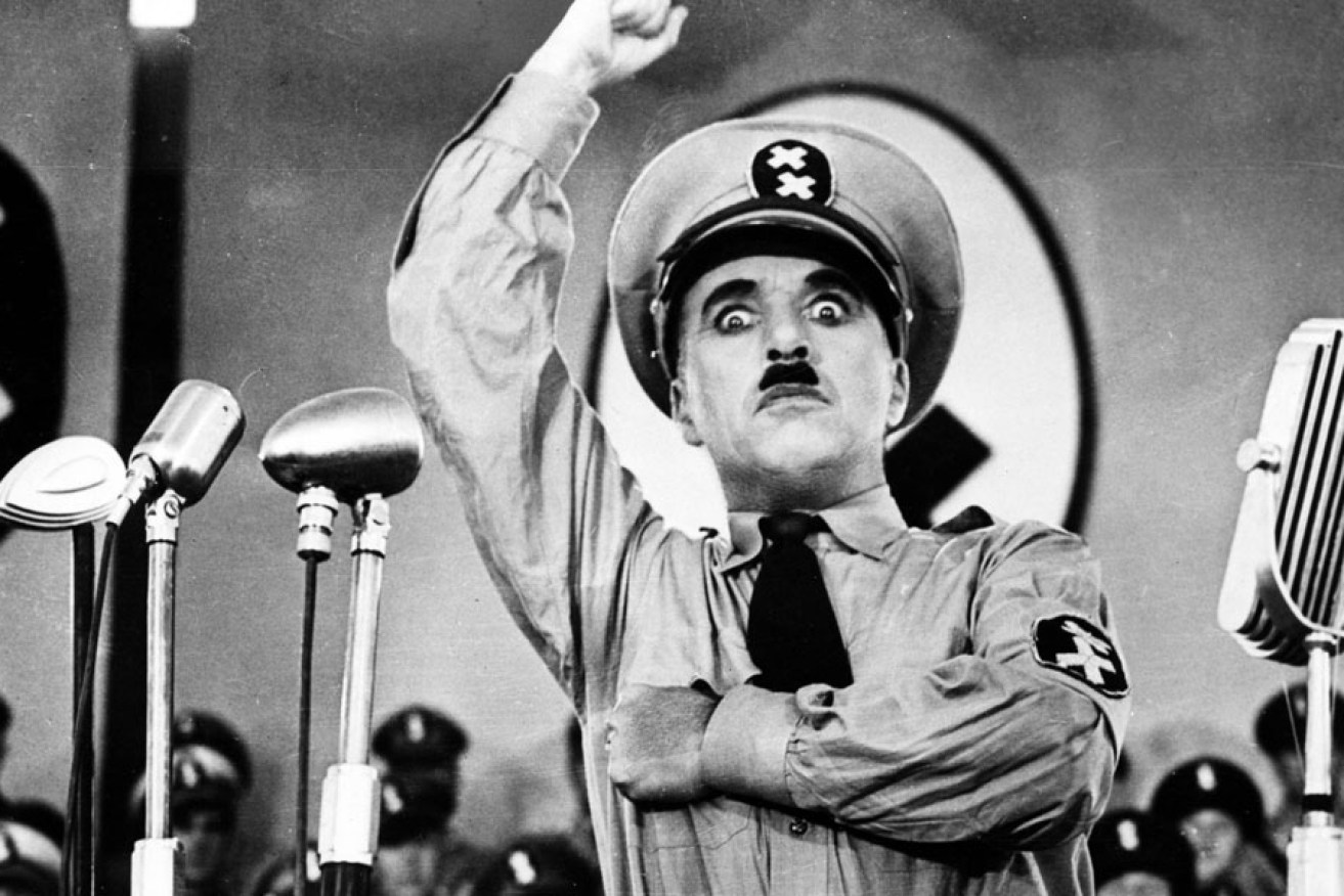 Charlie Chaplin in his 1940 parody, "The Great Dictator".