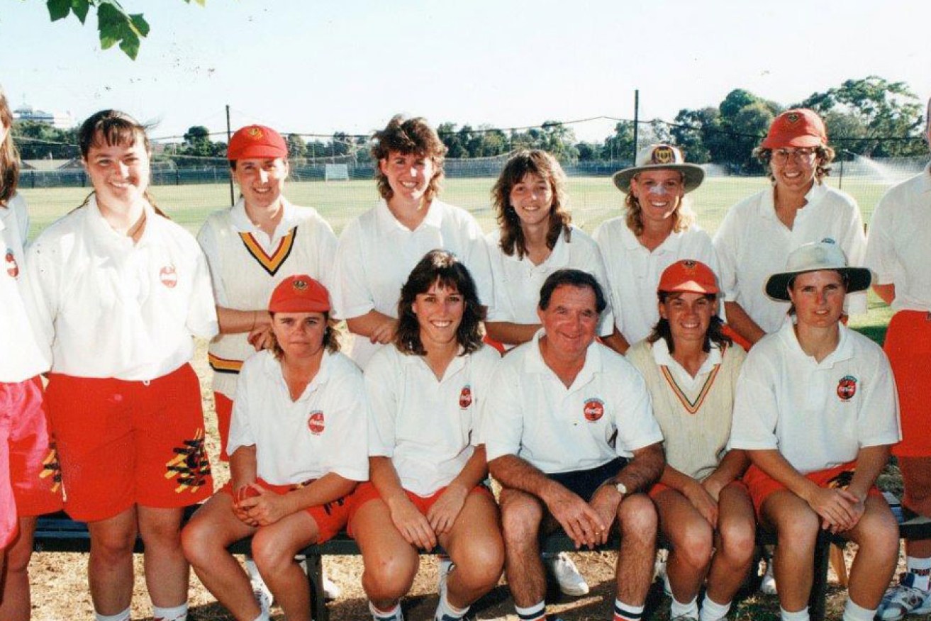 The victorious South Australia cricket team from 1994-95, with coach Denis Brien. 