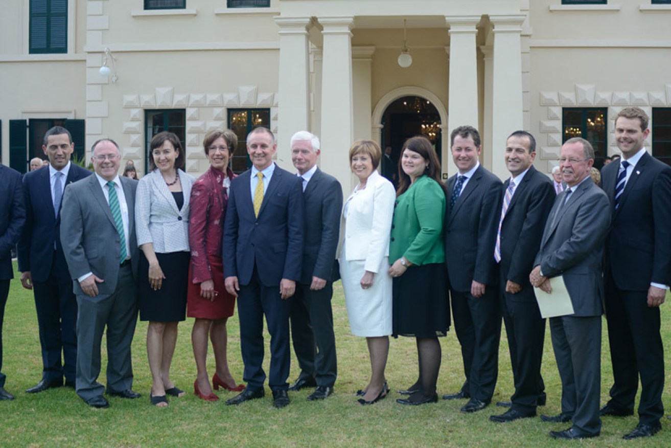 Jay Weatherill with the pre-Hamilton-Smith version of his cabinet.