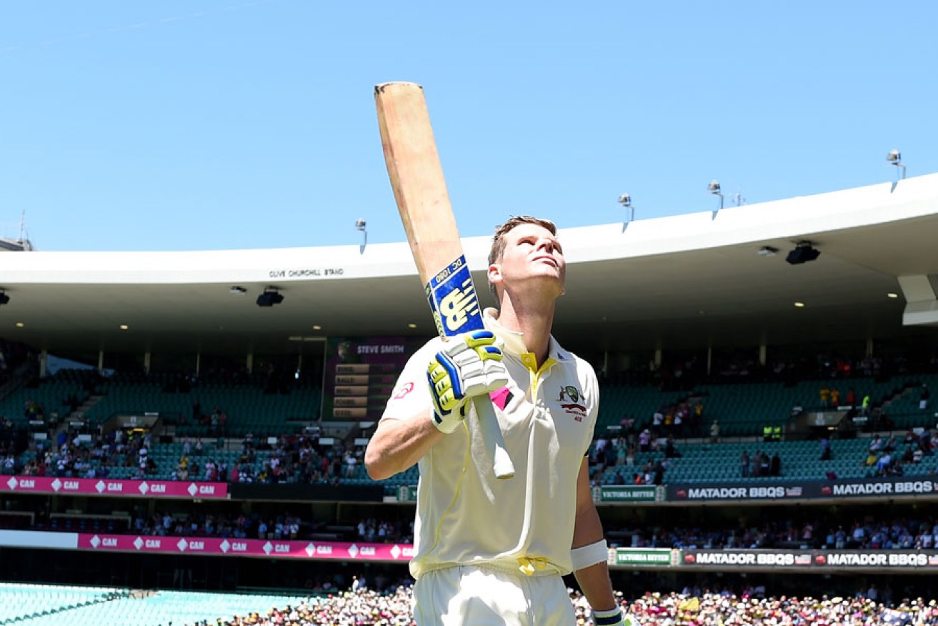 Steve Smith looks skyward after being dismissed for yet another century.