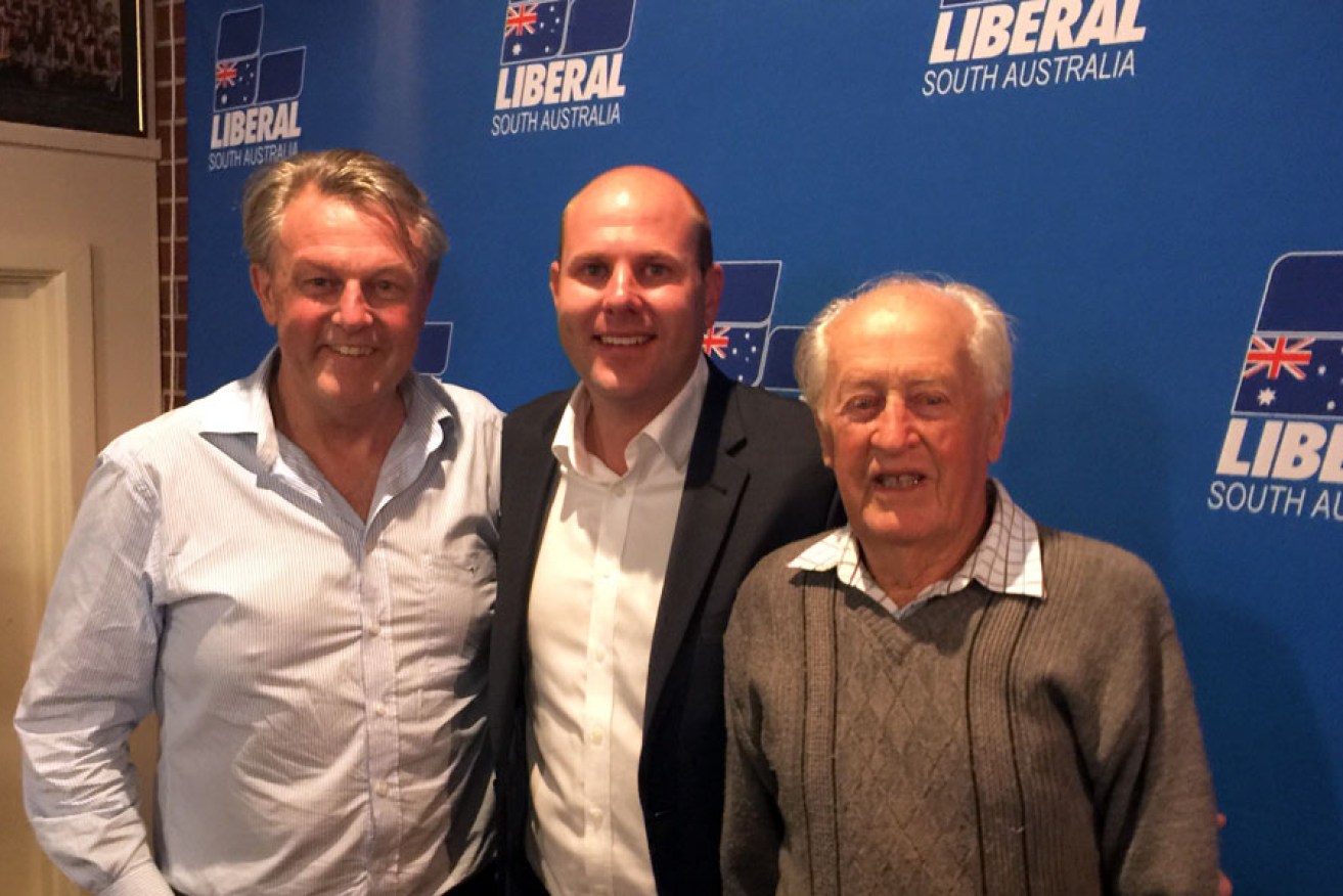 New Liberal member for Davenport Sam Duluk (centre) with his predecessors Iain (left) and Stan Evans (right).