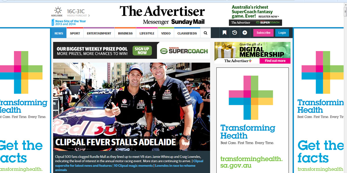 Government advertising all over the Tiser's website.
