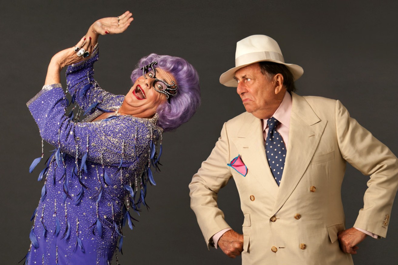 Barry Humphries with "good friend" Dame Edna.