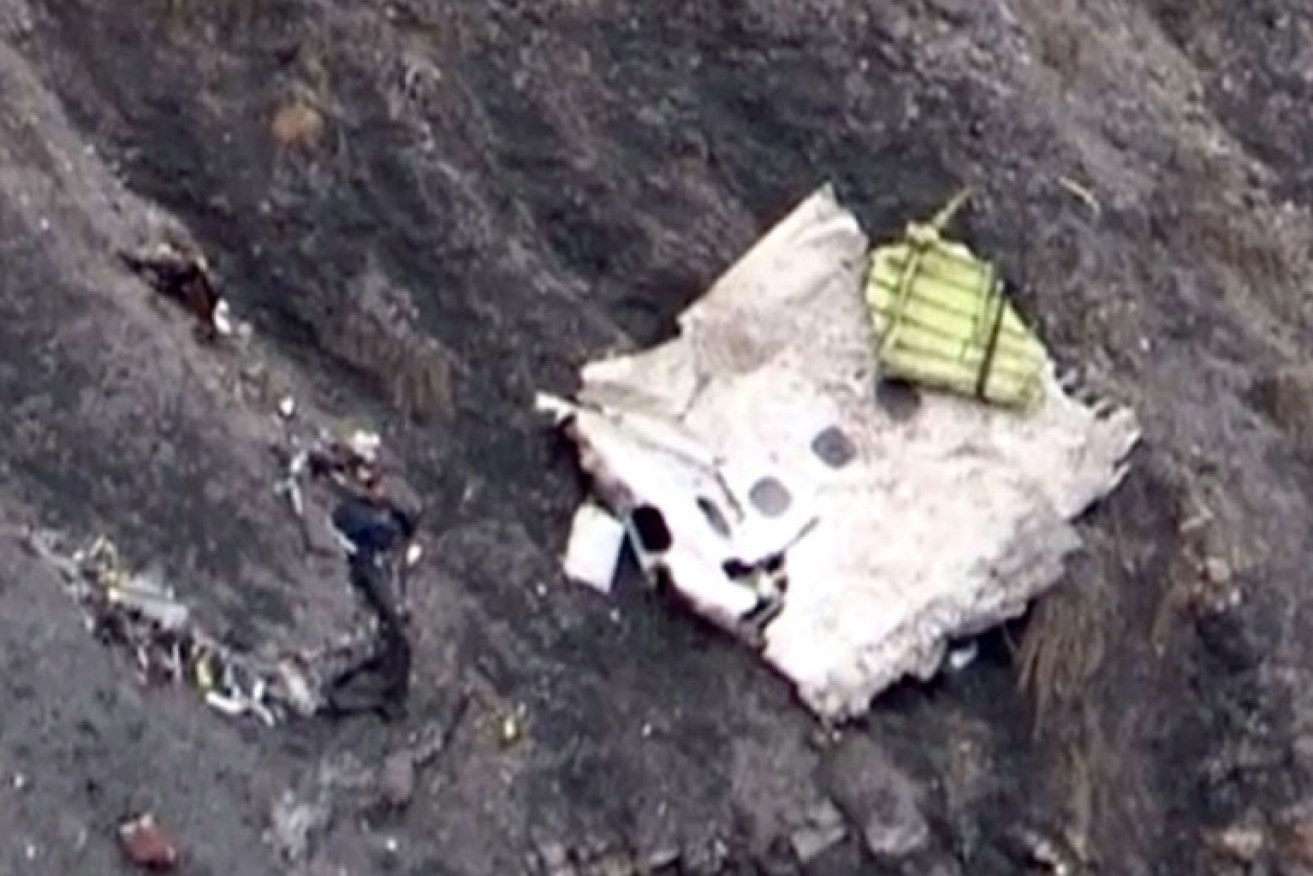 Debris from the Germanwings crash in the French Alps. Photo: AAP