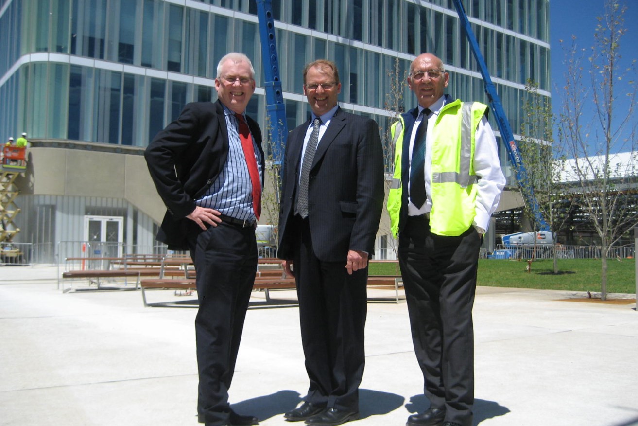 Hills CEO, Ted Pretty, Flinders University's David Banks, and Hills Head of Operations, Colin Taylor, at Tonsley. 