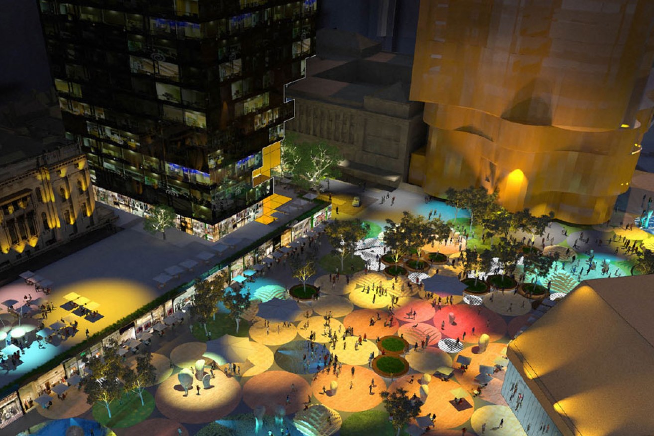 An artist's impression of the new Festival Plaza, beneath which will be a rebuilt car park.