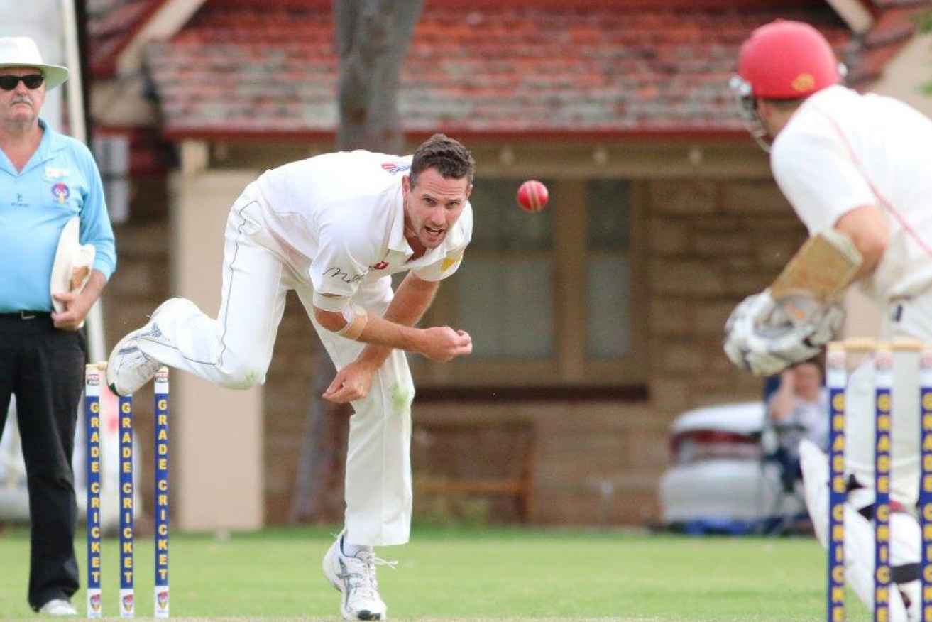 Shaun Tait playing district cricket in Adelaide. Photo: Peter Argent/InDaily