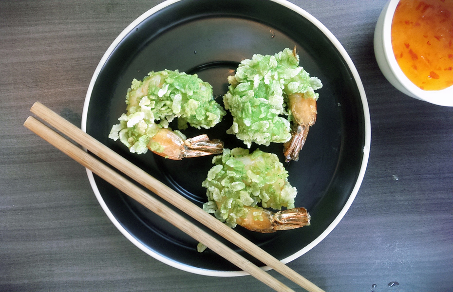 Yen Linh green rice prawns