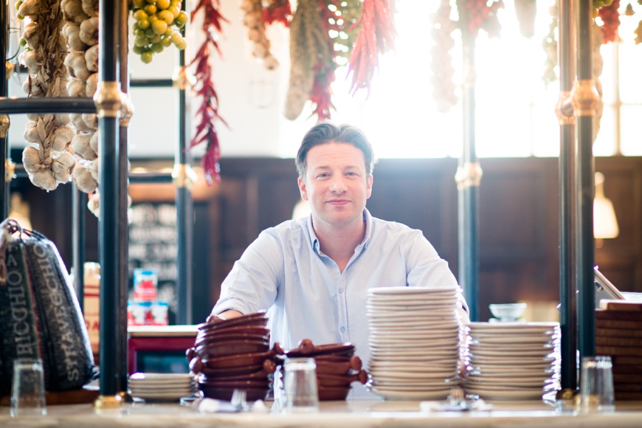 Jamie Oliver in his Adelaide restaurant today. Photo: Nat Rogers/InDaily
