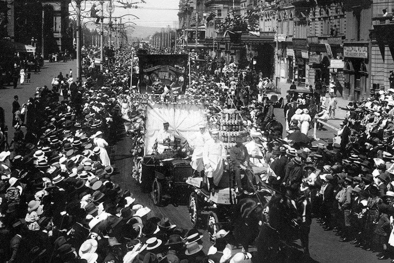 The first Anzac Day procession in 1915. Photo: State Library of SA