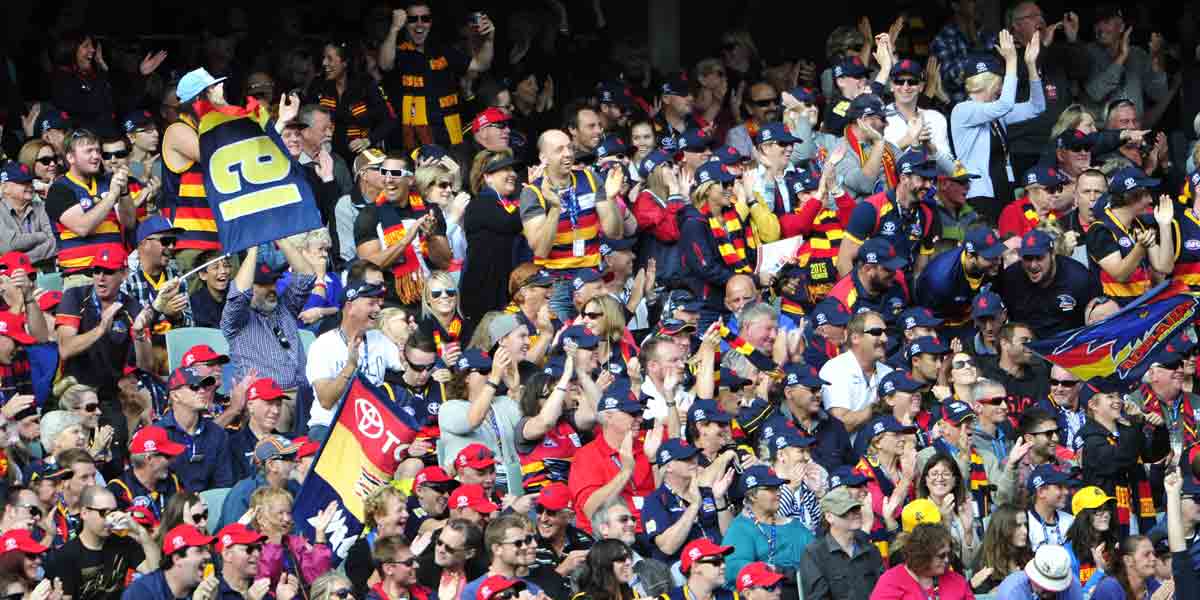 Where's Fumbles? A happy Crows crowd during Sunday's game, including your columnist. Photo: David Mariuz/AAP