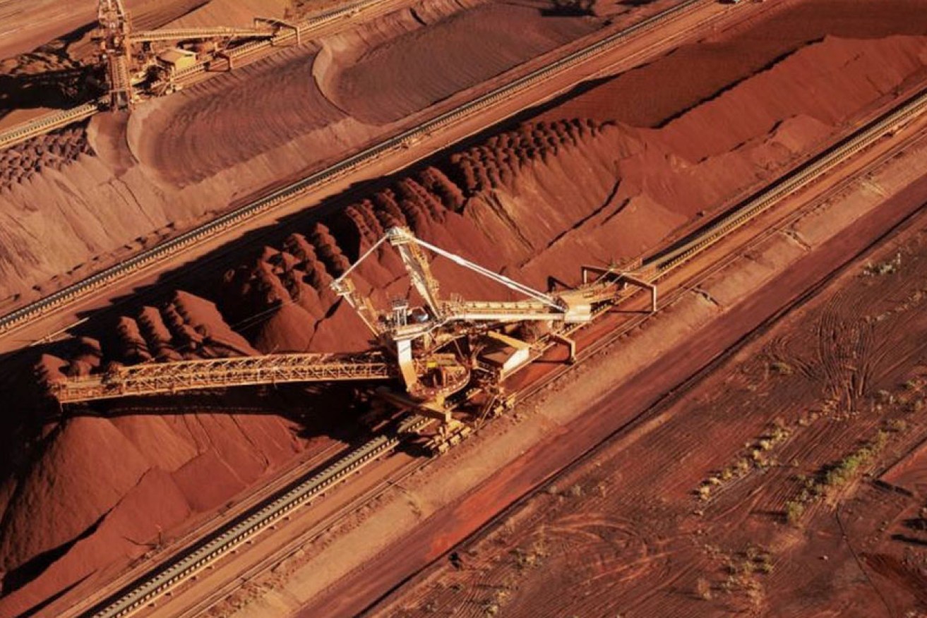 Iron ore stockpiled near Port Hedland, Western Australia.
