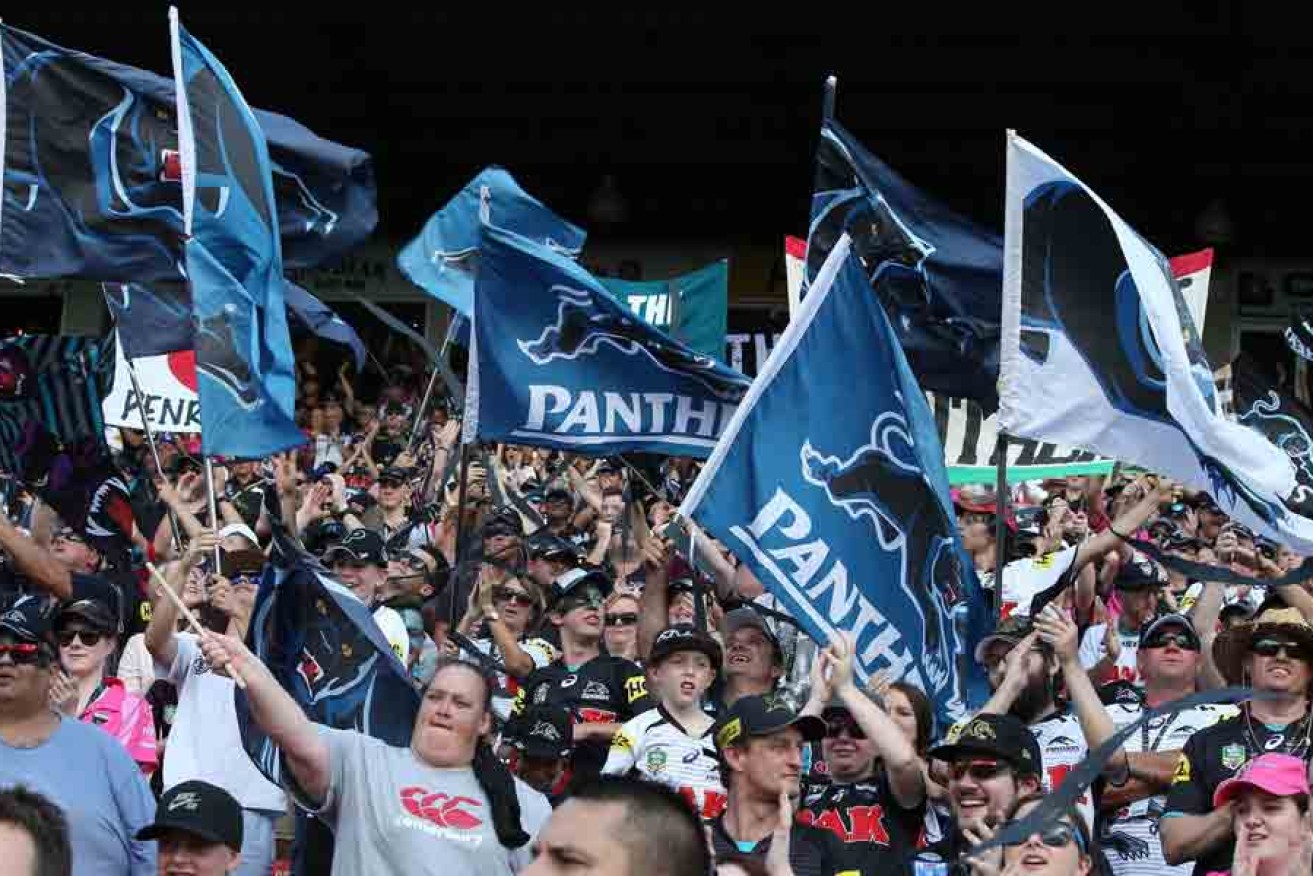 A touch of teal: Penrith fans at the Panthers' home ground in Sydney's west. 