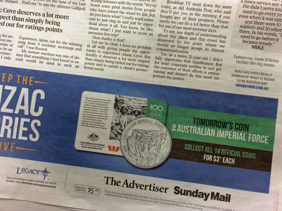 How dare a media organisation use the Anzac Centenary for commercial gain!
