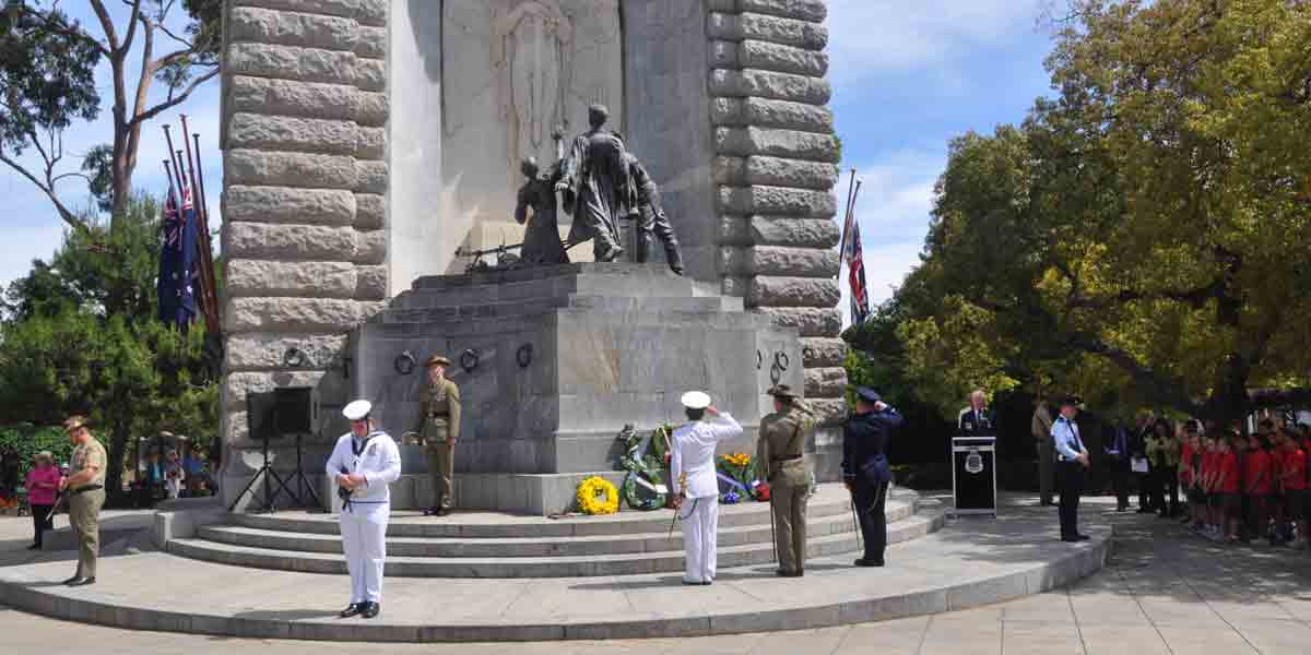The RSL's Remembrance Day service at the South Australian National War Memorial in Adelaide.  AAP photo