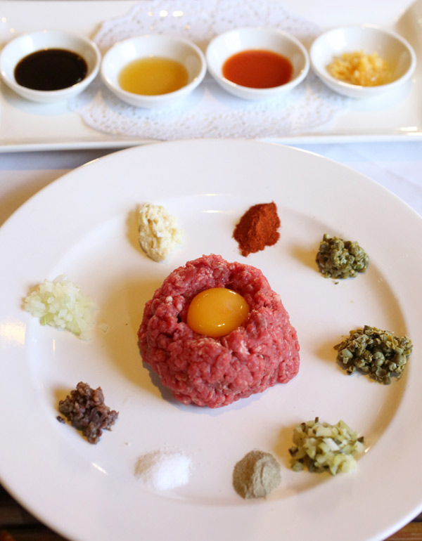 The beef tartare, with accompaniments. Photo: Tony Lewis
