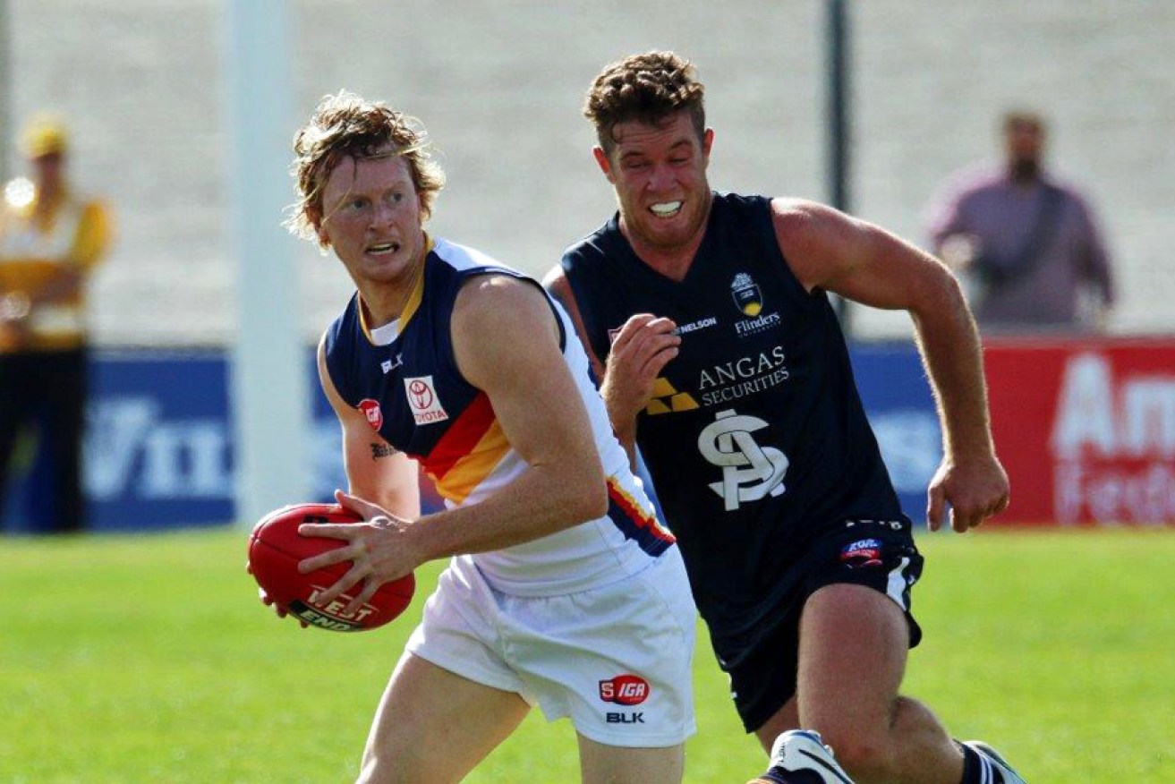 Crow Dylan Ribbons has had an unusual return to SANFL ranks. Photo: Peter Argent