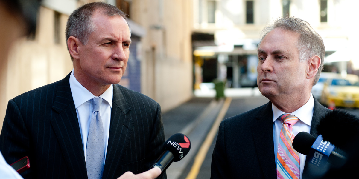 Don Farrell (right) with Premier Jay Weatherill.