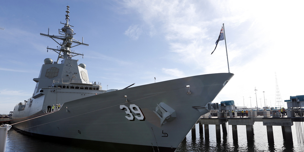 The HMAS Hobart after its launch in Adelaide on Saturday. Supplied image