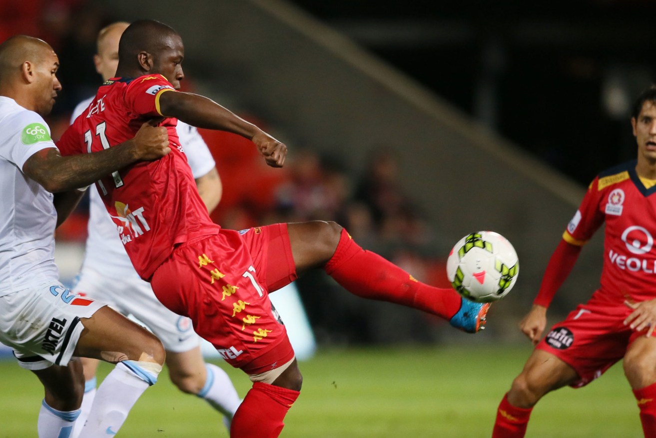 Bruce Djite in action during a previous game against Melbourne City.