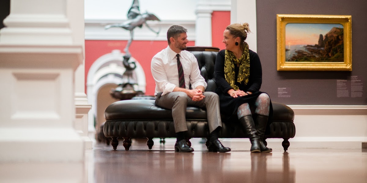 Nick Mitzevich and Lisa Slade in the Art Gallery of SA. Photo: Nat Rogers/InDaily