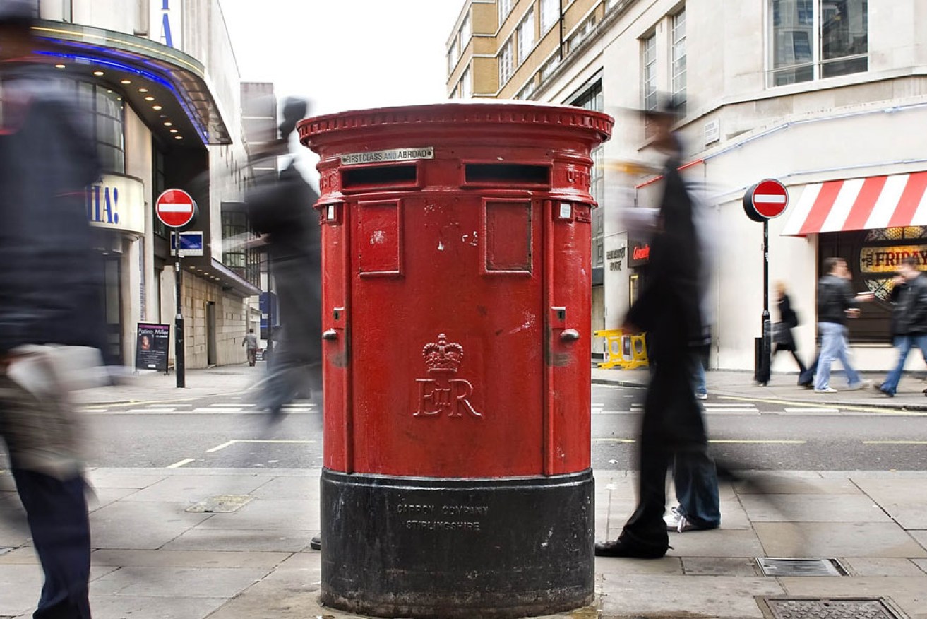 A Royal Mail postbox in central London.