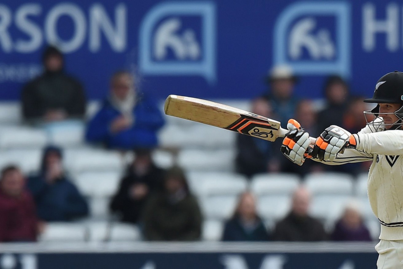 BJ Watling sends the ball on its way on day three of the Headingley Test.