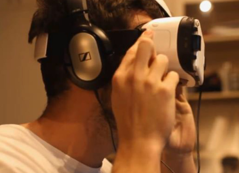 The virtual-reality headset.