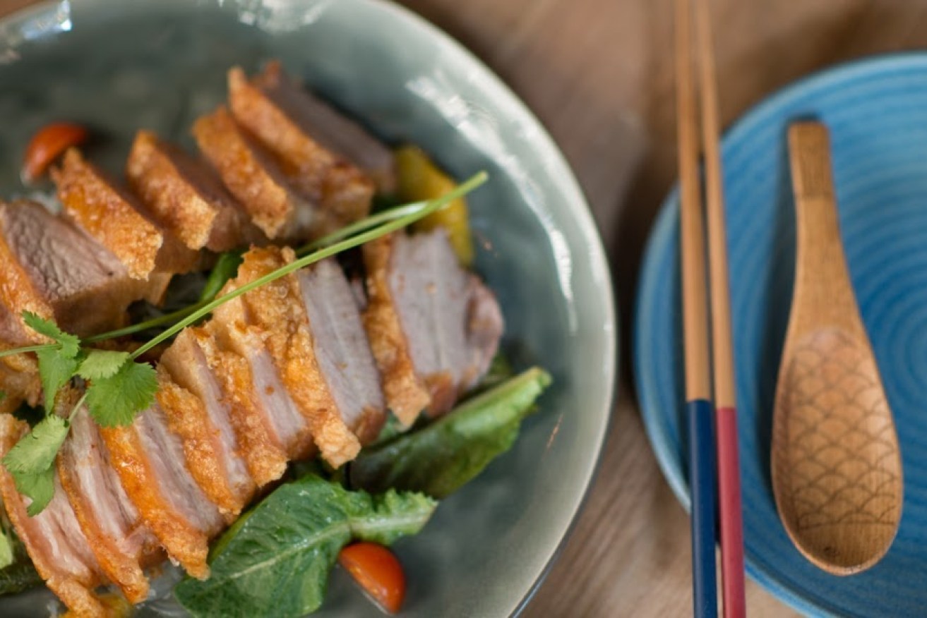 GG’s bún cha - crispy juicy pork (cha) with white rice noodles. Photo: Nat Rogers/InDaily