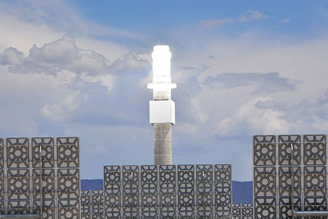 The glowing central column of a SolarReserve power plant. Supplied image