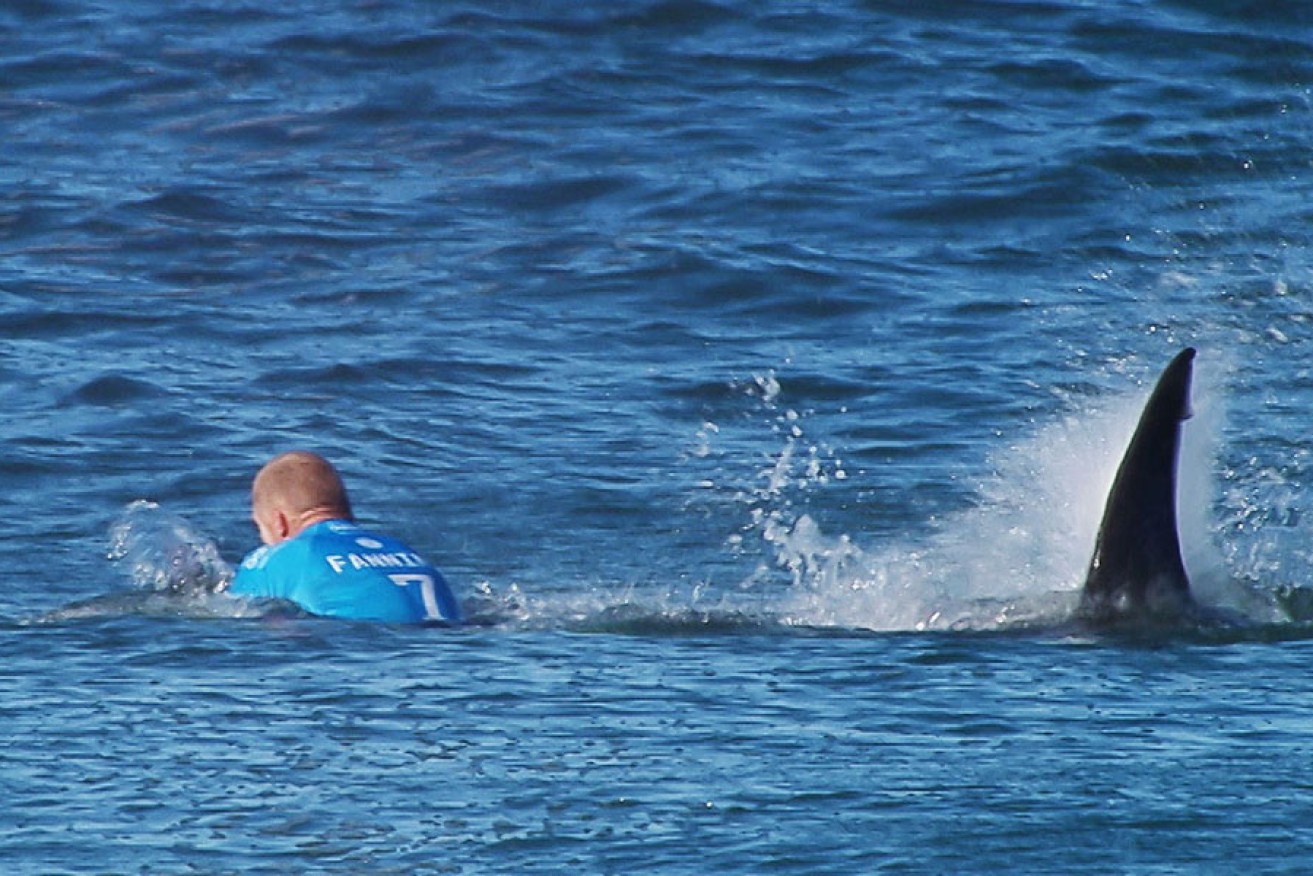 The moment when a shark attacked Mick Fanning in South African waters. 