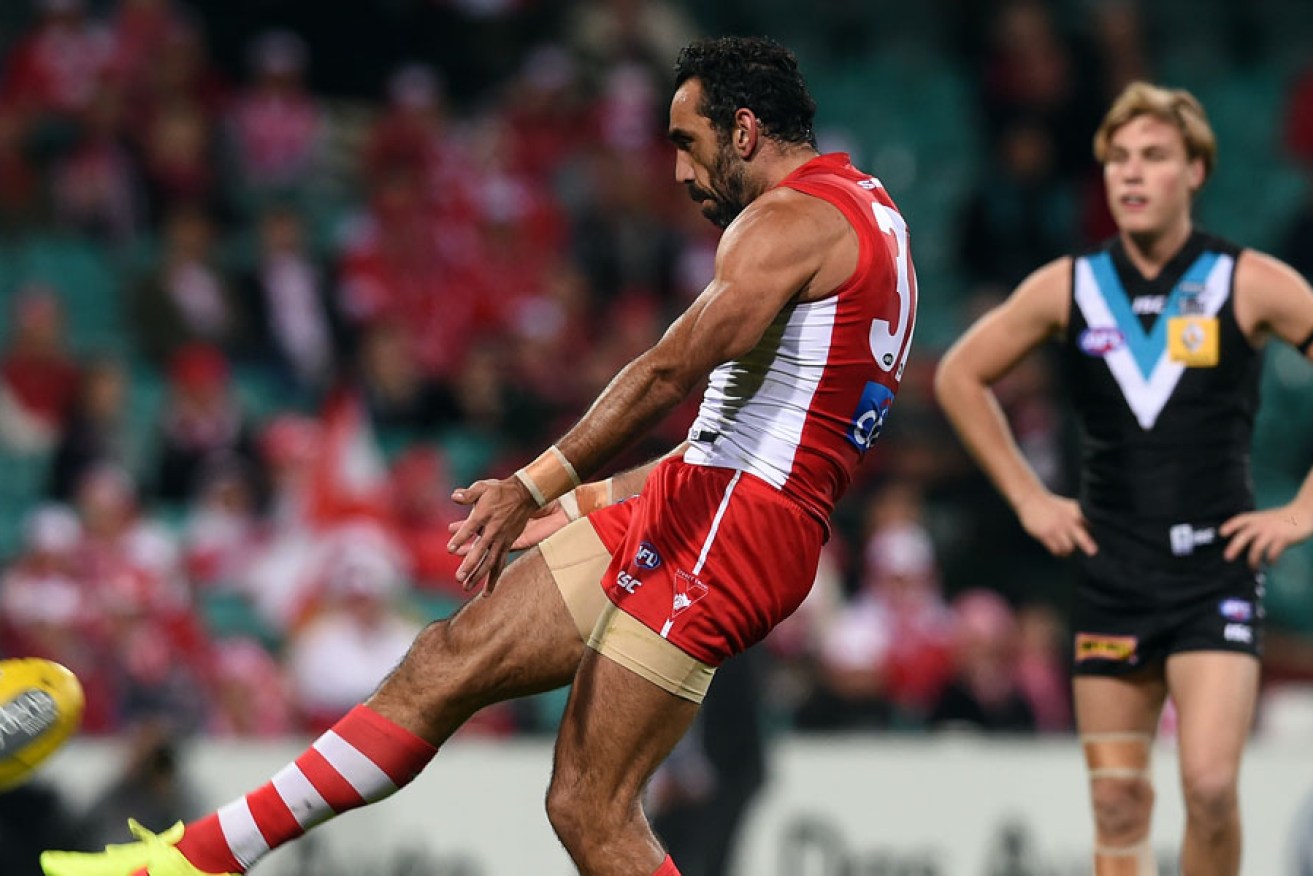 Sydney champion Adam Goodes was crucial for the Swans last night. 