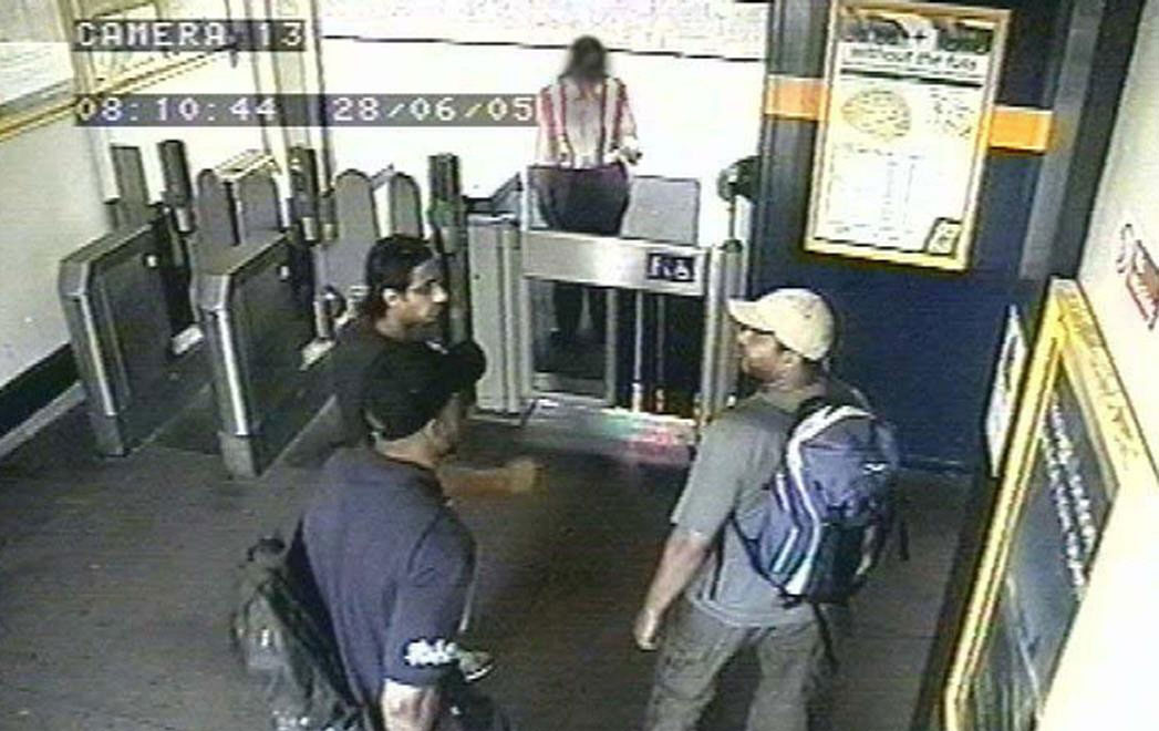 Shehzad Tanweer (left to right) Germaine Lindsay and Mohammed Sidique Khan in Luton Train Station, June 28 in an apparent dry run of their devastating attack. Source: Metropolitan Police 