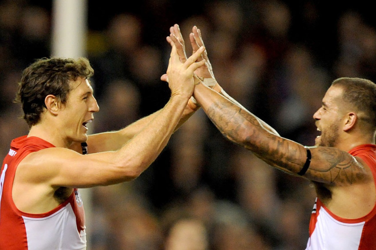 Kurt Tippett (left) and Lance Franklin are back together to face the Crows.
