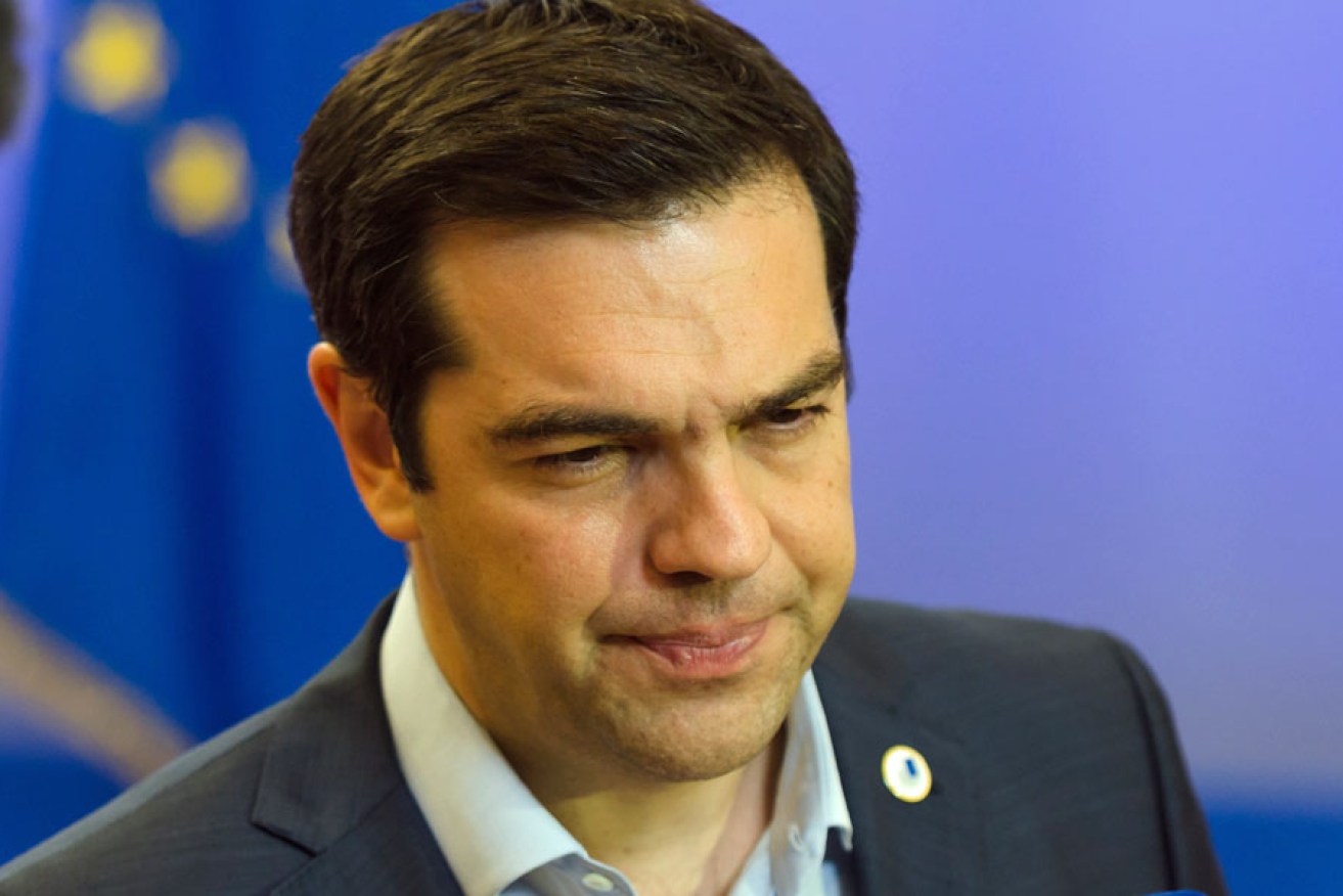 Greek Prime Minister Alexis Tsipras in Brussels after coming to terms with Eurozone leaders on a new bailout deal.
