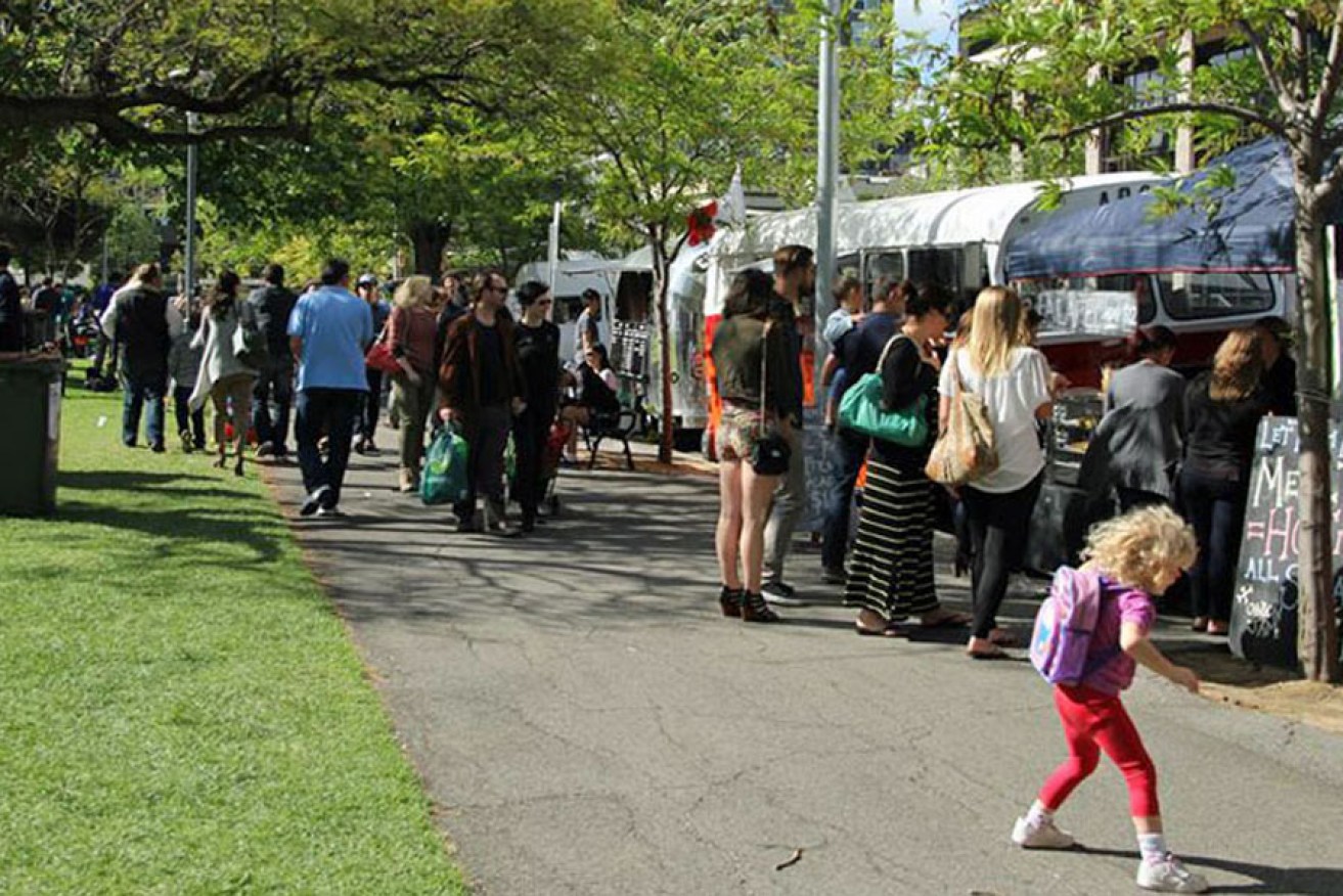 The scene at one of Adelaide's "Fork on the Road" food truck festivals.