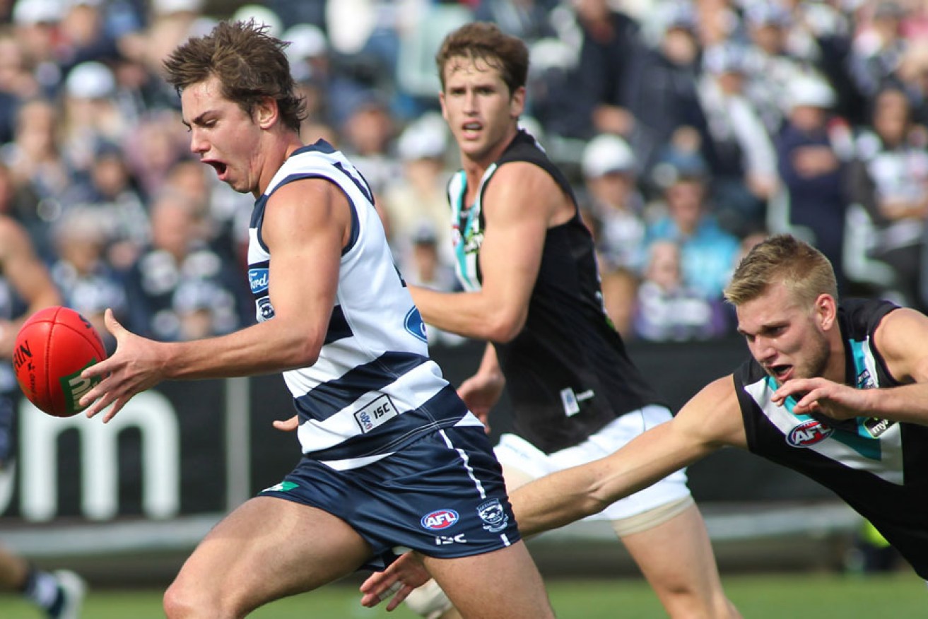 Daniel Menzel in action for Geelong in 2011. He returns tonight after four years and four knee reconstructions.