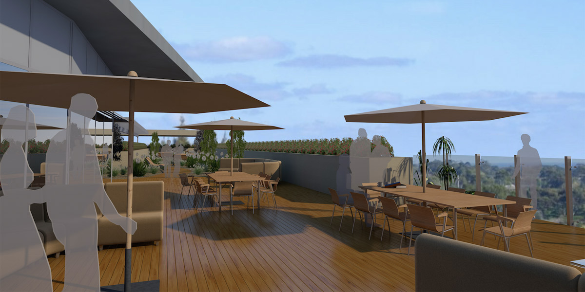 A rendering of the facility's roof-top garden.