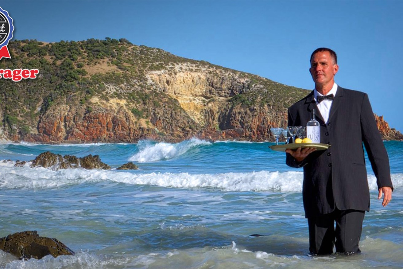 'James Bond' emerges from the surf at one of this year's Kangaroo Island FEASTival events. Photo: John Franklin