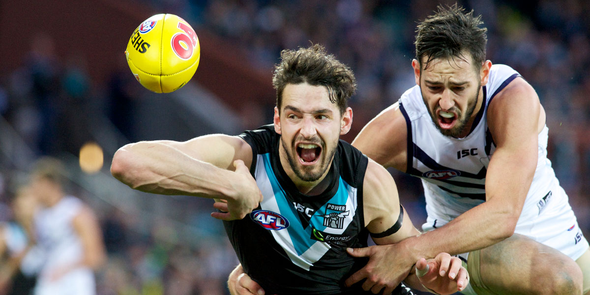 Port Adelaide forward John Butcher had some shocking moments, particularly kicking for goal. Photo: Michael Errey/InDaily