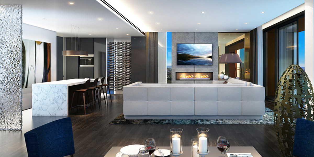 An artist's impression of the inside of the an apartment in the building.