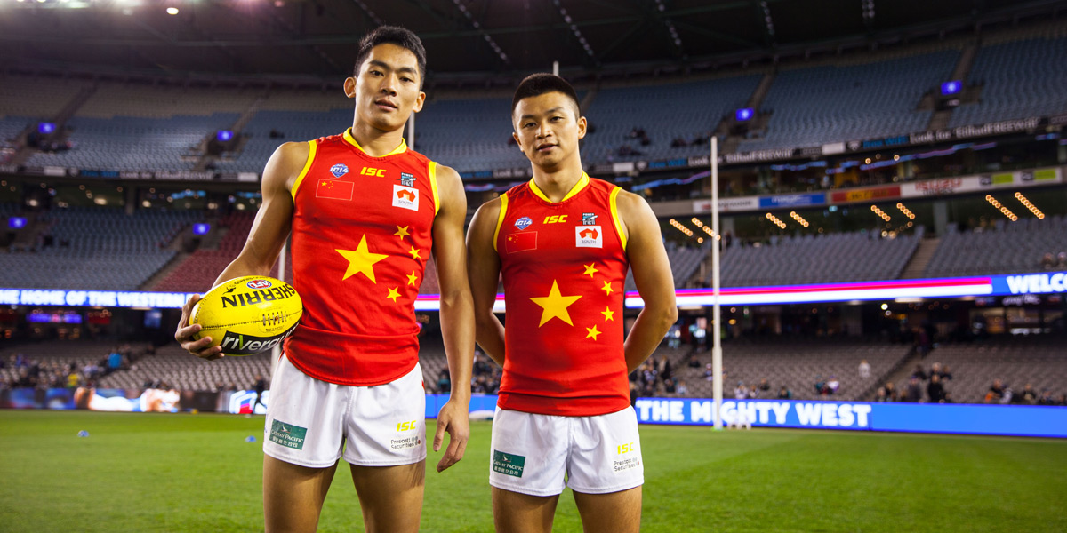 Chinese footballers Chen Zhaoliang and Zhang Hao visited Adelaide on cultural exchange last year, with the former returning as the star of a Port-produced documentary.
