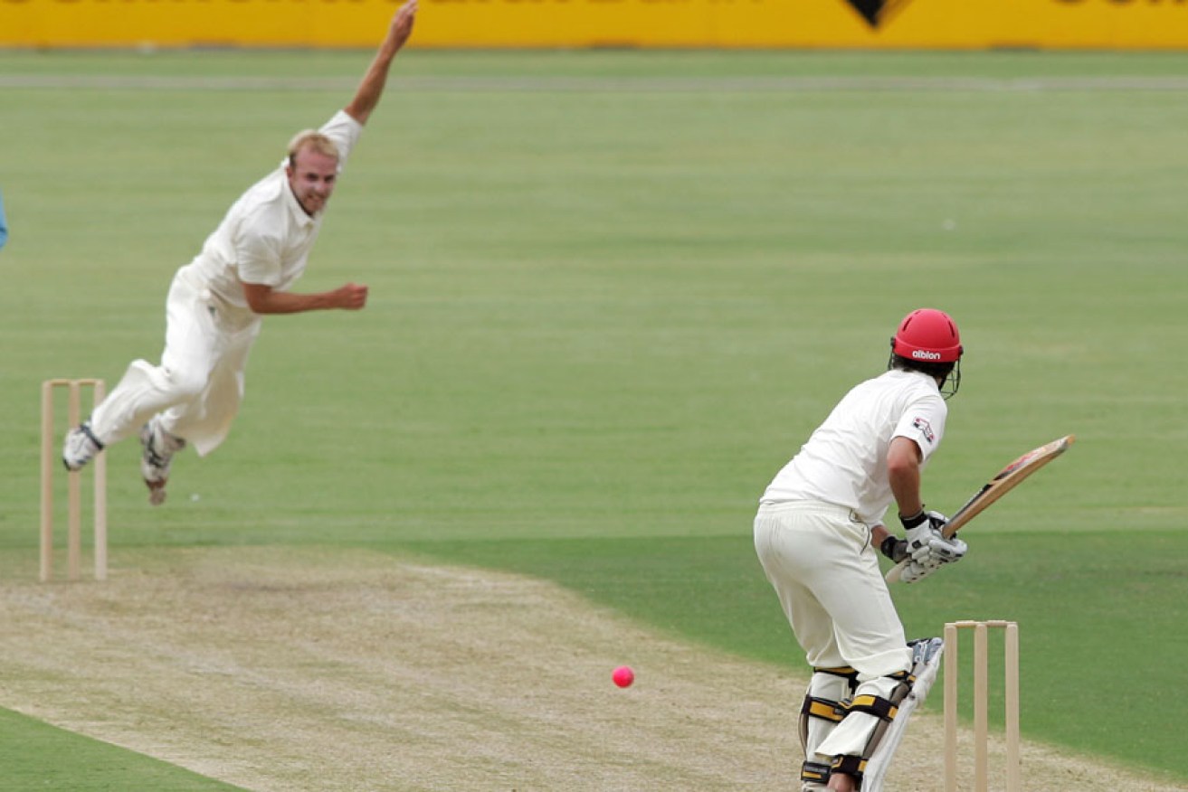 The 2010 trial of the pink cricket ball in Adelaide. AAP photo 